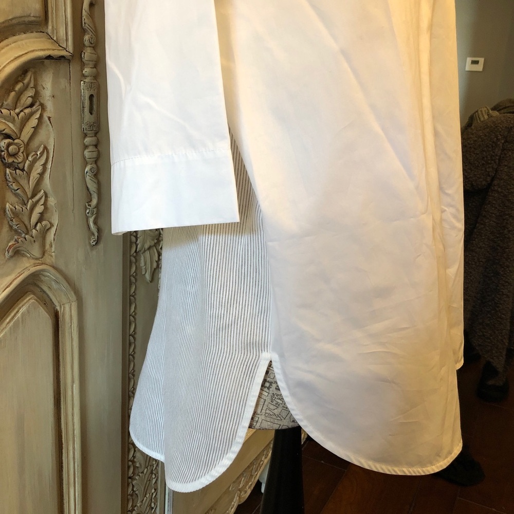 Tortona White Blouse Sheer Back Italian Size 44